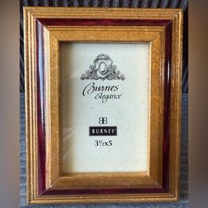 VTG Burnes of Boston Photo Picture Frame Wooden Gold Painted Red Burgundy